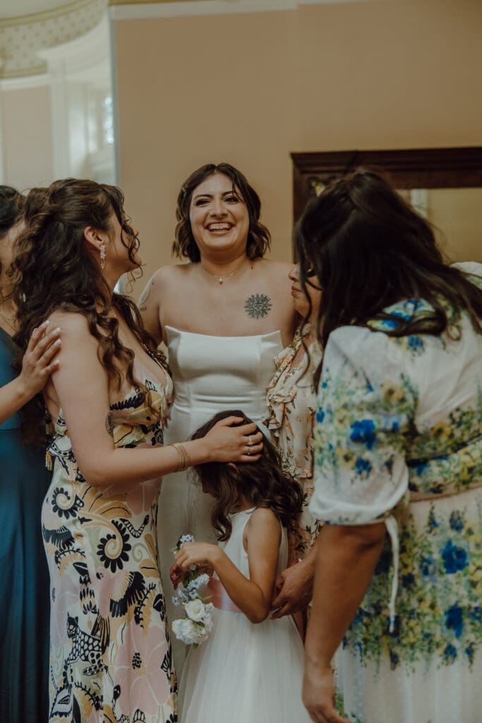 Brides first look with family.
Denver Wedding Venue