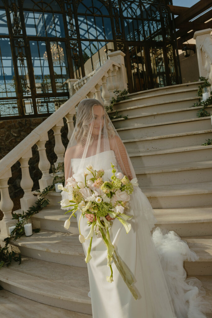 bride on wedding day under veil 