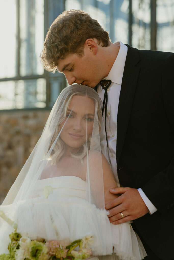 bride and groom on wedding day
