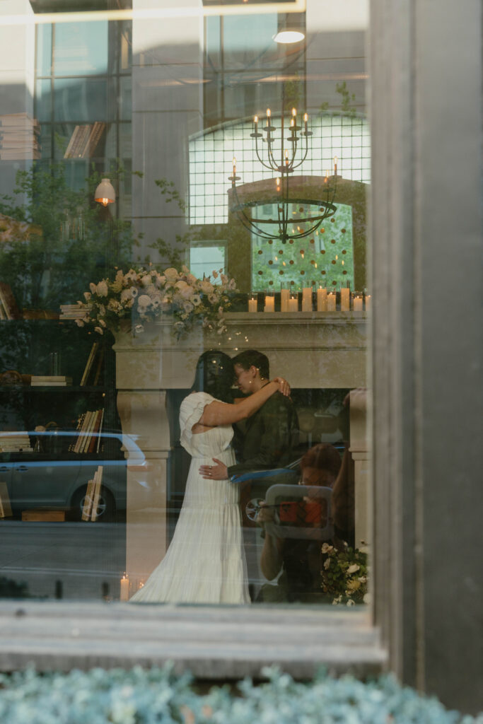 brides dancing through the window 