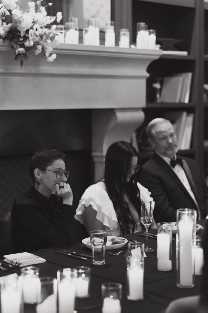 intimate family dinner moments at denver lgbt wedding 