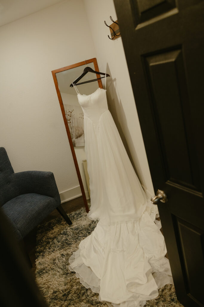 brides dress on wedding day