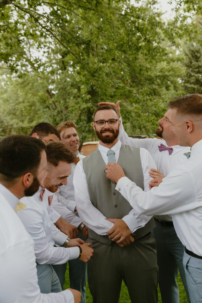 groom portraits on wedding day