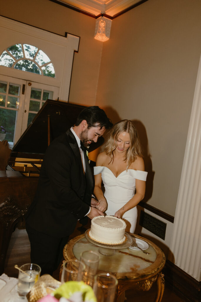 cake cutting on wedding day